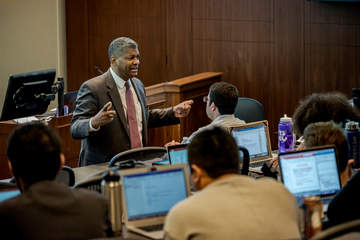 Professor Bernie James teaching class